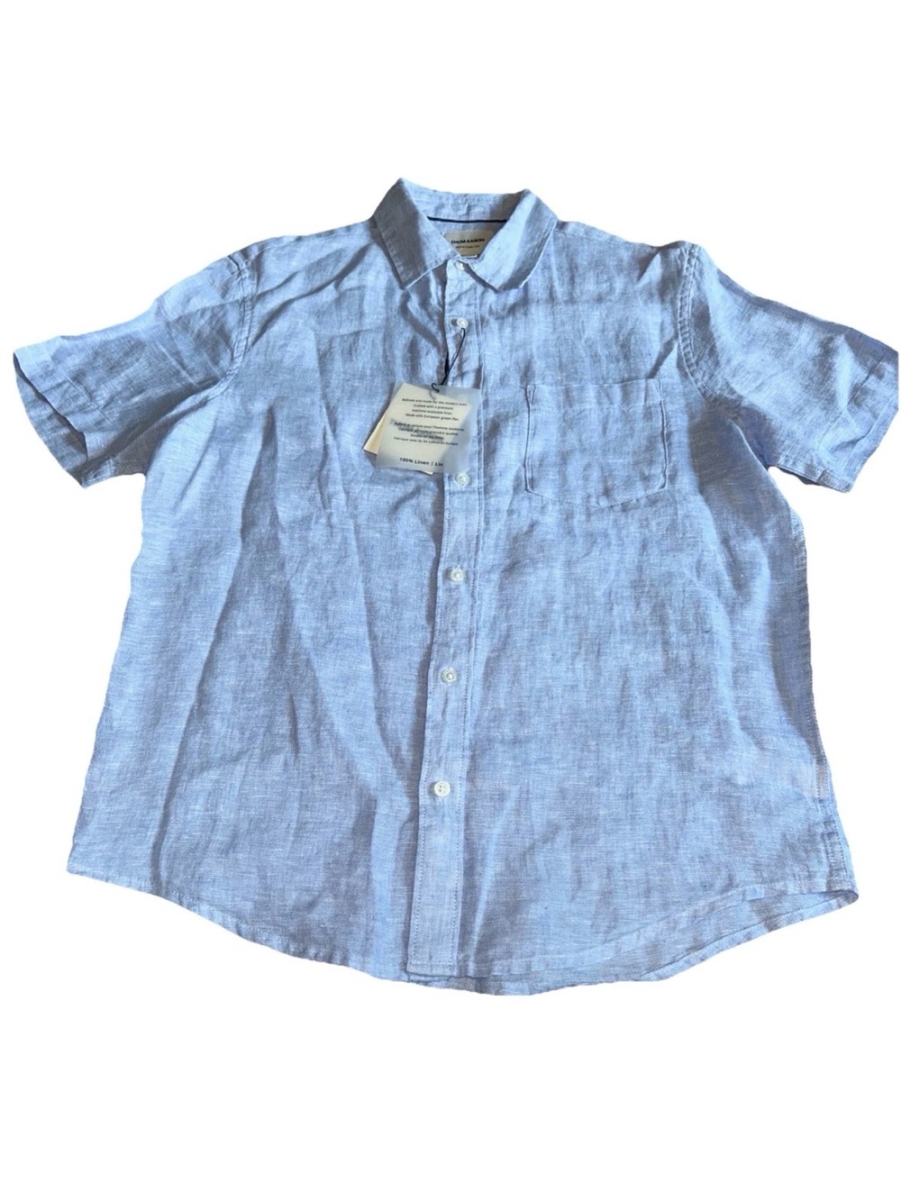 THOM AARON Men's S/S Shirt 100% Linen/European Flax Light Blue Size M